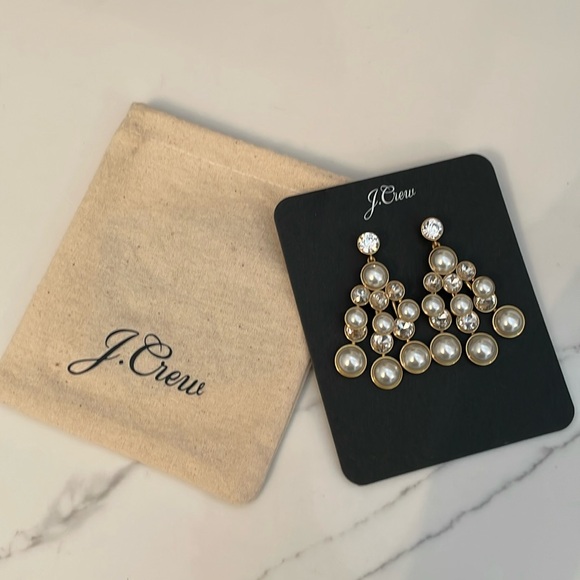 J. Crew Pearl and Crystal Snowfall Earrings - Picture 4 of 6